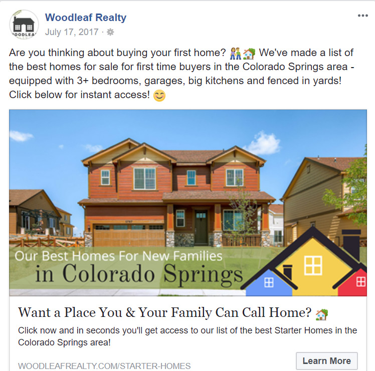 Woodleaf Realty ranch style homes Facebook real estate ad pt 3