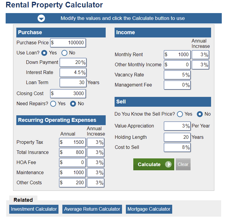 Investment calculator.