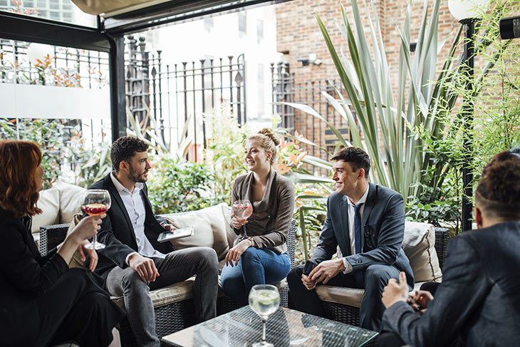 Coworkers network in a restaurant