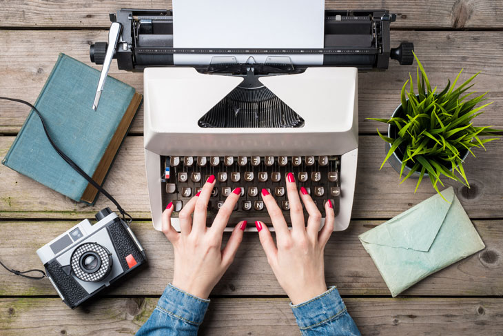real estate blog on typewriter