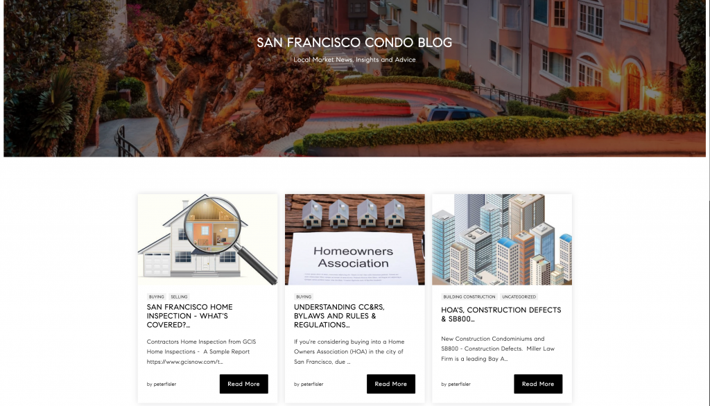 San Francisco Condo Blog webpage 