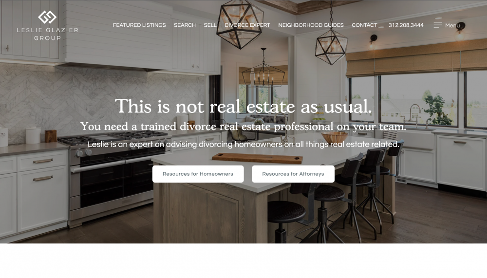 leslie glazier group real estate website landing page