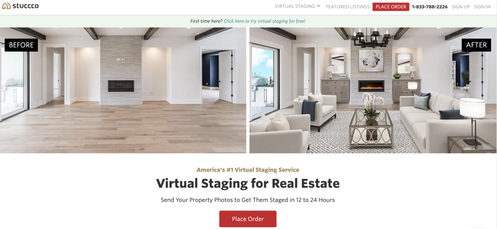 Stucco virtual staging